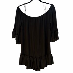 Worthington Black Ruffle Off-Shoulder Blouse
